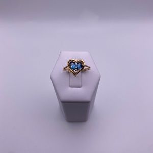 14k yellow gold blue topaz and diamond ring